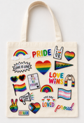 Pride Patchwork Canvas Tote Bag | Handmade Custom LGBTQ+ Statement Tote